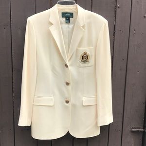 Vintage Lauren Ralph Lauren Cream Crest Blazer